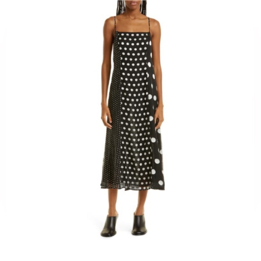 Samsoe Samsoe Annah Midi Slip Dress in Black Dot Size XS NWT